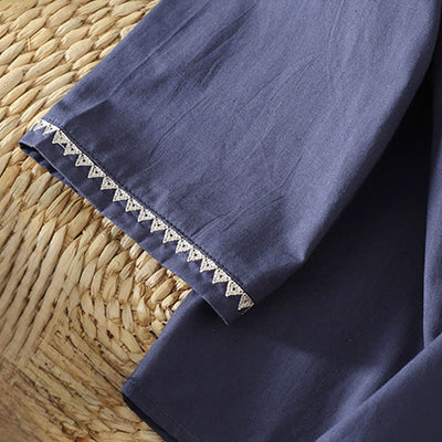 Buddha Stones Summer Casual Minimalist Wavy Line Button-Up Solid Women's Short Sleeve Shirts - image 3