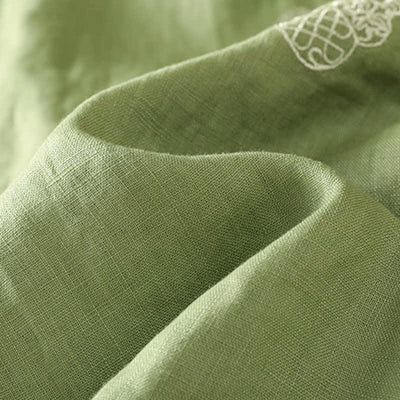 Buddha Stones Summer Tang Style Mandarin Collar Frog Button Gourd Embroidery Women's Short Sleeve Shirts - image 6