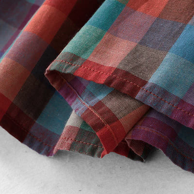 Buddha Stones Summer Casual Vintage Drawstring Rainbow Plaid Women's Summer Sleeveless Dress - image 10