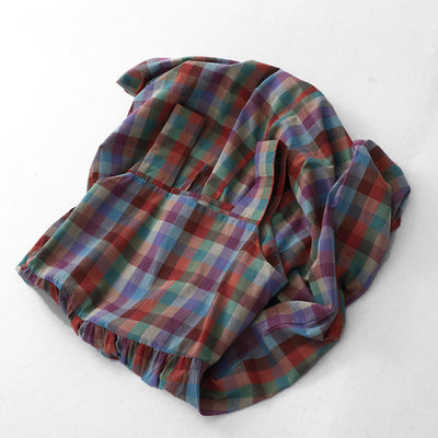 Buddha Stones Summer Casual Vintage Drawstring Rainbow Plaid Women's Summer Sleeveless Dress - image 2