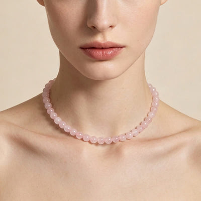 Buddha Stones Natural Rose Quartz Bead Peace Necklace - image 4