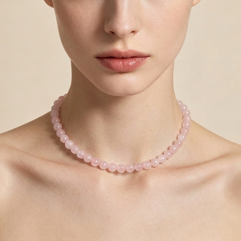 Buddha Stones Natural Rose Quartz Bead Peace Necklace - image 4