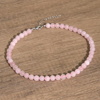 Buddha Stones Natural Rose Quartz Bead Peace Necklace - Natural Rose Quartz(Color May Vary) - 10mm - image 0