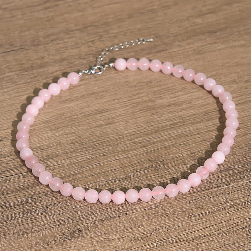 Buddha Stones Natural Rose Quartz Bead Peace Necklace - Natural Rose Quartz(Color May Vary) - 10mm - image 0