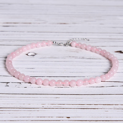 Buddha Stones Natural Rose Quartz Bead Peace Necklace - image 1