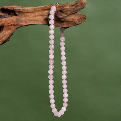 Buddha Stones Natural Rose Quartz Bead Peace Necklace - image 3