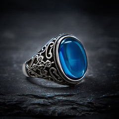 Buddha Stones Blue Chalcedony Copper Optimism Adjustable Ring - Blue Chalcedony（Communication ♥ Stamina） - image 0