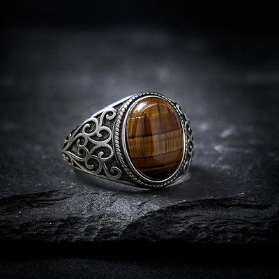 Buddha Stones Tiger Eye Copper Strength Adjustable Ring - image 2