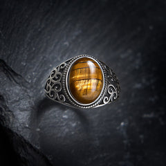 Buddha Stones Tiger Eye Copper Strength Adjustable Ring - Tiger Eye(Courage ♥ Strength) - image 0