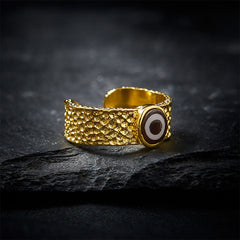 Buddha Stones Dzi Beads Copper Brass Wealth Adjustable Ring - Copper（Wealth ♥ Luck） - image 0
