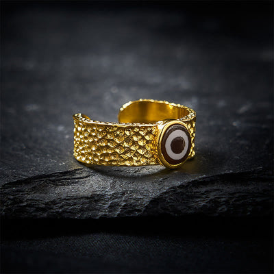 Buddha Stones Dzi Beads Copper Brass Wealth Adjustable Ring - Copper（Wealth ♥ Luck） - image 0