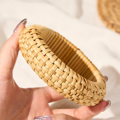 Buddha Stones Hand-Woven Rattan Grounding Bohemian Beach Wide Bracelet Bangle - image 4