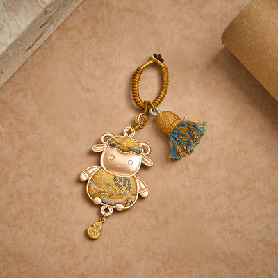 Buddha Stones Song Brocade Handmade Chinese Zodiac Tassel Lucky Keychain - image 14