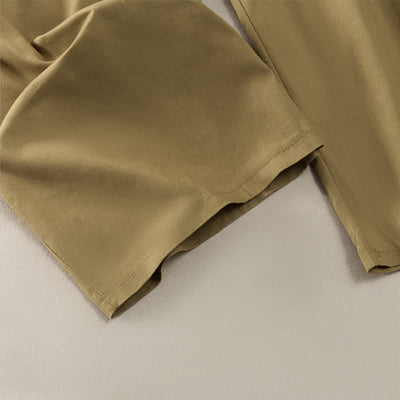 Buddha Stones Spring Summer Casual Drawstring Elastic Waist Ruffled Solid Cropped Pants Women's Straight Leg Pants With Pockets - image 8