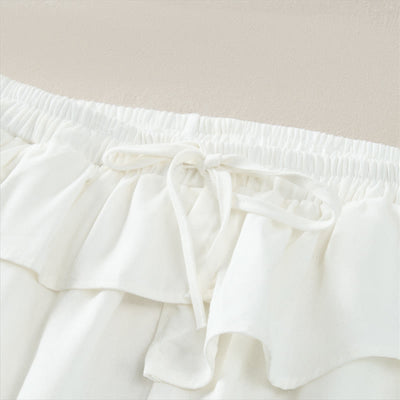 Buddha Stones Spring Summer Casual Drawstring Elastic Waist Ruffled Solid Cropped Pants Women's Straight Leg Pants With Pockets - image 13
