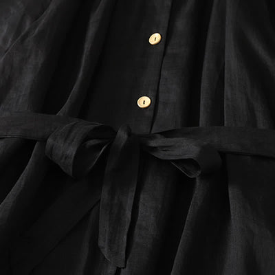 Buddha Stones Summer Vintage Button-Up Solid Women's Short Sleeve Midi Dress With Pockets - image 14