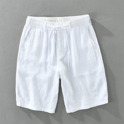 Buddha Stones Summer Casual Minimalist Drawstring Zipper Design Solid Linen Men's Shorts With Pockets - White - US/UK/AU46，EU56 (3XL) - image 12