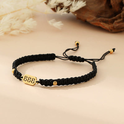 Buddha Stones Angel Numbers Red Black Braided String Connection Bracelet - 888 black string - image 35