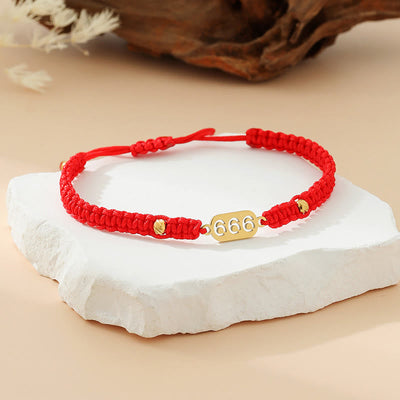 Buddha Stones Angel Numbers Red Black Braided String Connection Bracelet - 666 red string - image 28