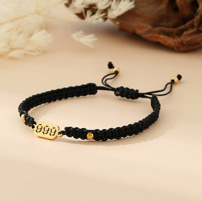 Buddha Stones Angel Numbers Red Black Braided String Connection Bracelet - 999 black string - image 39