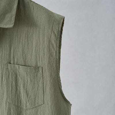 Buddha Stones Summer Casual Minimalist Button-Up Solid Men's Sleeveless Shirts - image 11