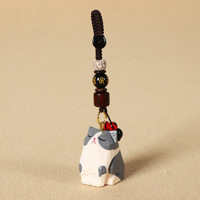 Buddha Stones Hand Carved Wooden Cat Om Mani Padme Hum Peace Keychains - Shorthair Cat - Om Mani Padme Hum - Textured Natural Wood(Calm Energy ♥ Simplicity) - image 13
