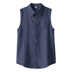 Buddha Stones Summer Casual Minimalist Button-Up Solid Men's Sleeveless Shirts - Navy - US/UK/AU44，EU54 (3XL) - image 0