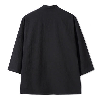 Buddha Stones Fall Casual Vintage Embroidery Crane Cotton Linen Men's Kimonos - image 7
