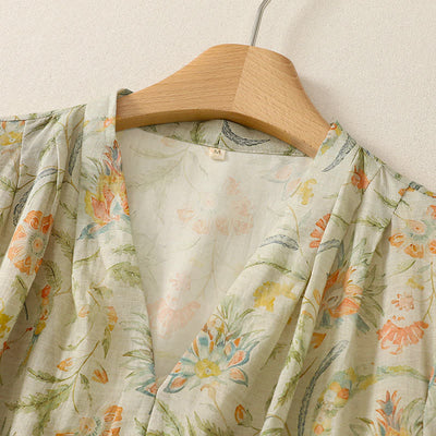 Buddha Stones Summer Boho Drawstring Floral Women's Short Sleeve Dress With Pocket - image 2