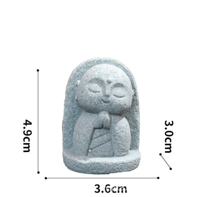 Buddha Stones Resin Small Prayer Ksitigarbha Buddha Compassion Meditation Statue - Leaning Prayer 4.9*3.6*3.0cm - image 12