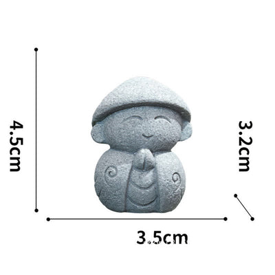 Buddha Stones Resin Small Prayer Ksitigarbha Buddha Compassion Meditation Statue - Hooded 4.5*3.5*3.2cm - image 1