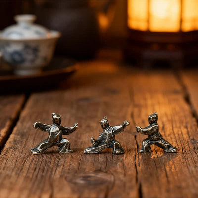 Buddha Stones Copper Harmony Tai Chi Warrior Mini Zen Decor Figurine - image 0