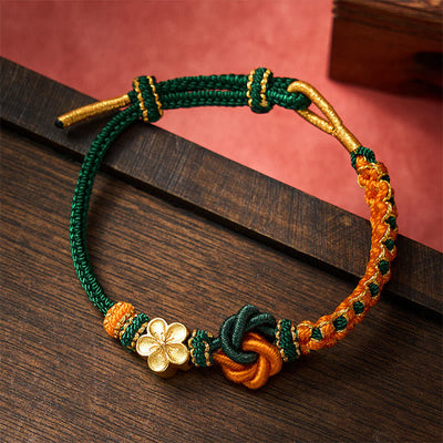 Buddha Stones Mandala Braided Rope Confidence Bracelet - DarkGreen - With Flower Accessory - image 16