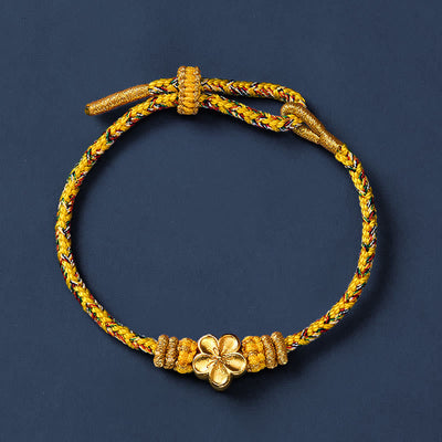 Buddha Stones Yellow Braided Rope Flower Rootedness Bracelet - image 10