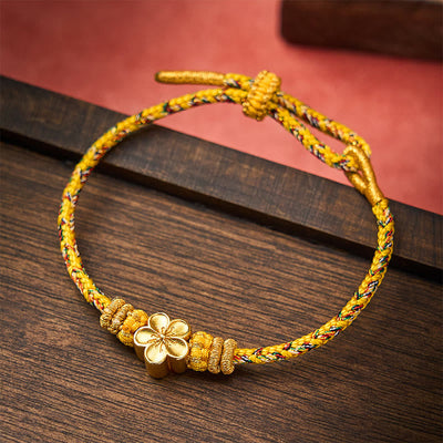 Buddha Stones Yellow Braided Rope Flower Rootedness Bracelet - image 9