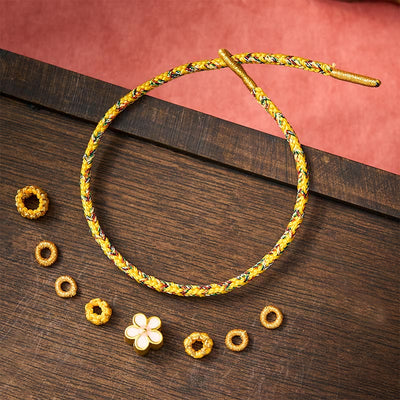 Buddha Stones Yellow Braided Rope Flower Rootedness Bracelet - image 4