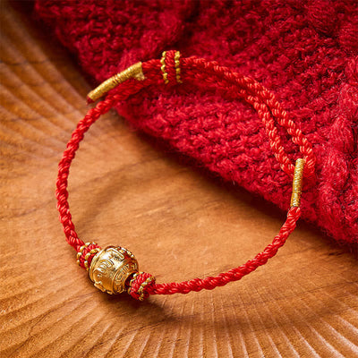 Buddha Stones Hand-Woven Red String Strength Om Mani Padme Hum Adjustable DIY Bracelet - image 12
