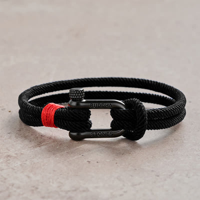 Buddha Stones Titanium Steel Shackle Stimulation Bracelet - Black Rope Black Buckle - Wrist Circumference:7.9–8.2 in (20–21 cm) - image 15