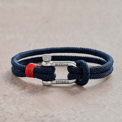 Buddha Stones Titanium Steel Shackle Stimulation Bracelet - Blue Rope Silvery Buckle - Wrist Circumference:7.9–8.2 in (20–21 cm) - image 0