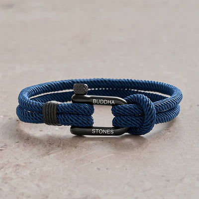 Buddha Stones Titanium Steel Shackle Rope Strengthen Bracelet - Blue Rope Black Buckle - Wrist Circumference:7.9–8.2 in (20–21 cm) - image 0