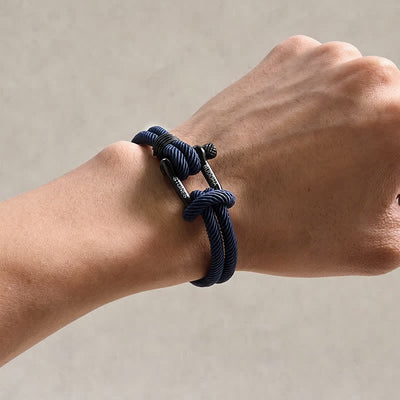Buddha Stones Titanium Steel Shackle Rope Strengthen Bracelet - image 4