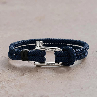 Buddha Stones Titanium Steel Shackle Rope Strengthen Bracelet - Blue Rope Silvery Buckle - Wrist Circumference:7.9–8.2 in (20–21 cm) - image 14
