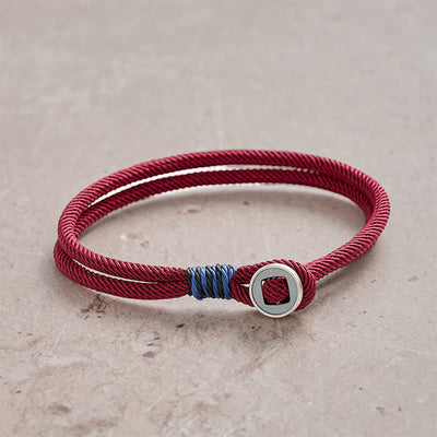 Buddha Stones 925 Sterling Silver Double Wrap Button Protection Bracelet - Burgundy - Wrist Circumference: 7.9–8.2 in (20–21 cm) - image 0