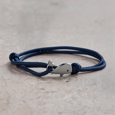 Buddha Stones Double Wrap Braided Rope Whale Connection Bracelet - Navy Blue - image 9