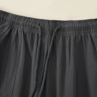 Buddha Stones Summer Casual Drawstring Solid Capri Pants Men's Straight Leg Pants With Pockets - image 17