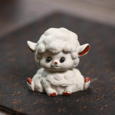 Buddha Stones Purple Clay Chinese Zodiac Cute Sheep Luck Tea Pet Decor - Split Sheep - Purple Clay (Wisdom ♥ Grounded Calm Energy) - image 3