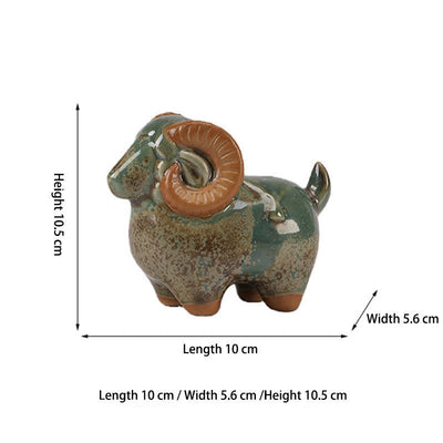 Buddha Stones Kiln-Change Glaze Ceramic Chinese Zodiac Ram Prosperity Cute Animal Decor - image 10