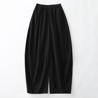 Buddha Stones Summer Casual Minimalist Solid Cropped Pants Women's Harem Pants With Pockets - Black - US12, UK/AU16, EU44 (2XL) - image 6