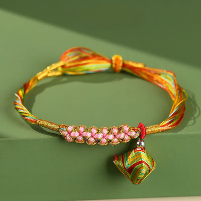 Buddha Stones Multiple Colorful String Zongzi Peach Blossoms Connection Bracelet - Zongzi - image 1