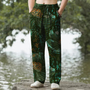 Foviel Baumwolle blühende Blumenmuster Herren-Tapered Hose mit Taschen